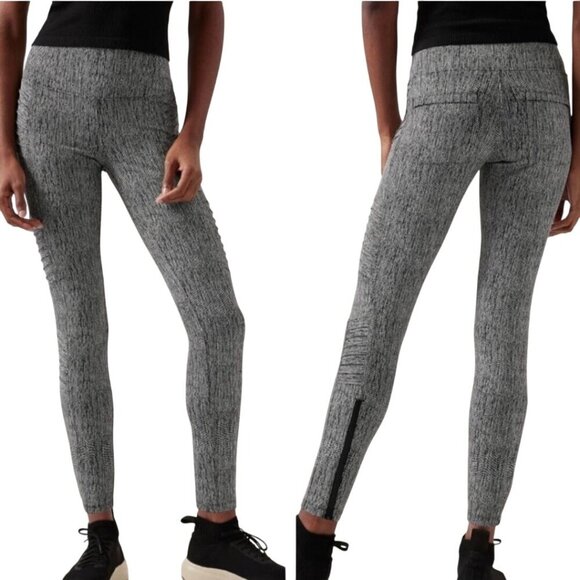 Athleta Delancey Textured Moto Tight Leggings Black White Size XS - Picture 1 of 10